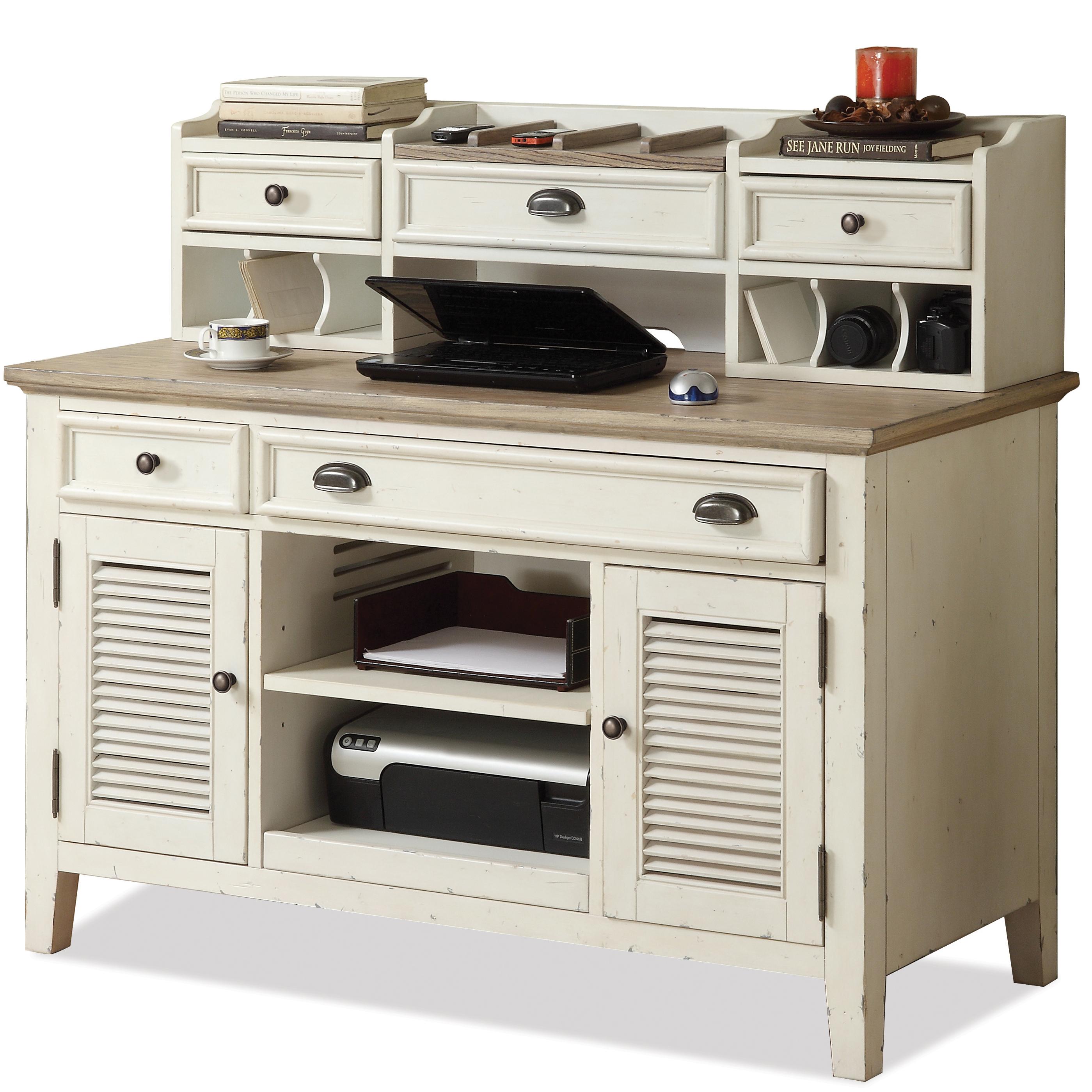 Riverside Furniture Coventry Two Tone Corner Writing Desk & Credenza with Hutch Johnny Janosik